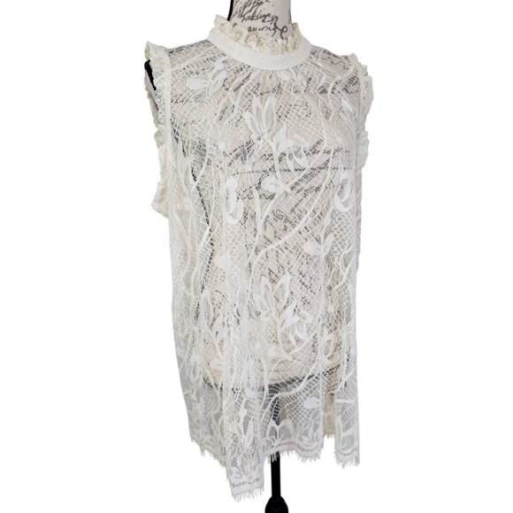 Who What Wear Tops - Who What Wear White Lace Blouse